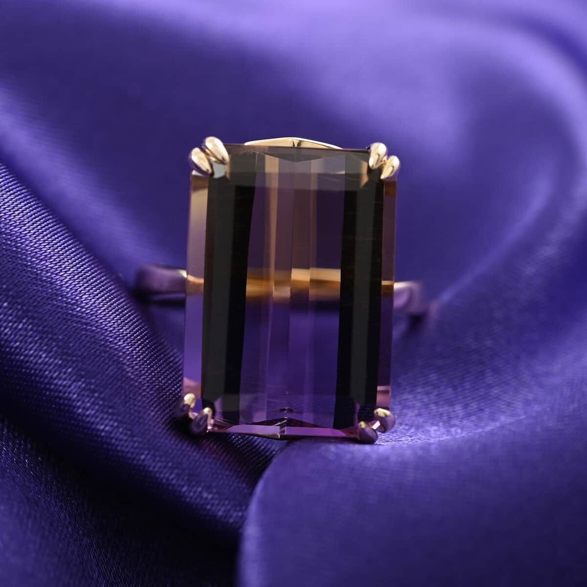 LUXORO 10K Yellow Gold AAA Anahi Ametrine Solitaire Ring 3.05 Grams 15.90 ctw image number 1