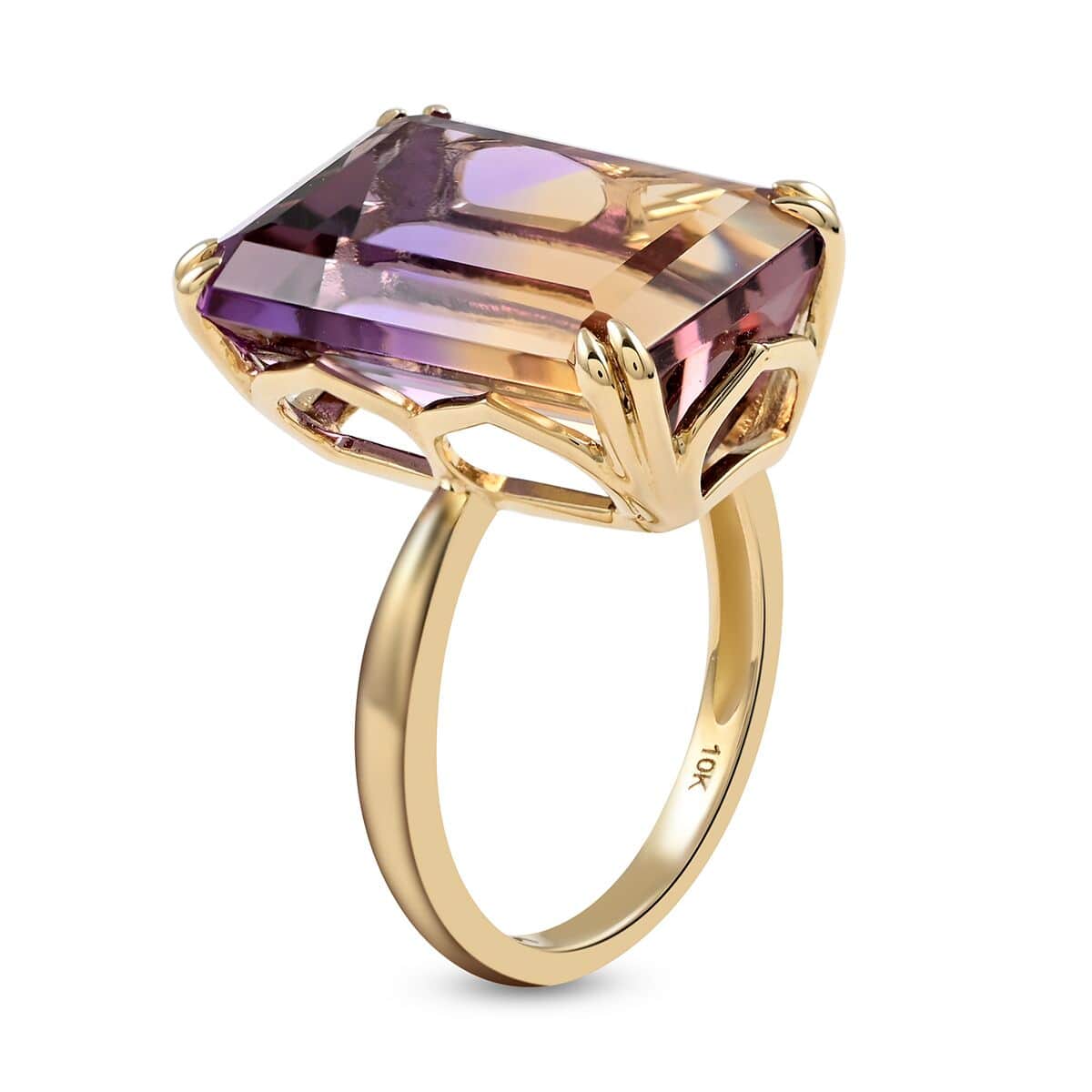 LUXORO 10K Yellow Gold AAA Anahi Ametrine Solitaire Ring 3.05 Grams 15.90 ctw image number 3