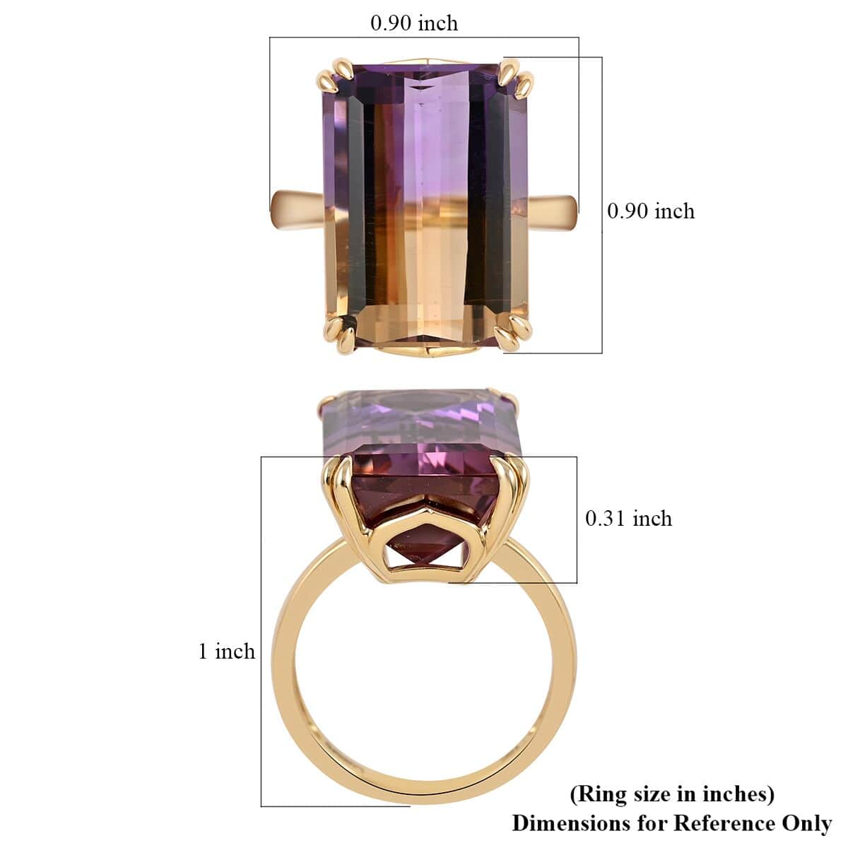 LUXORO 10K Yellow Gold AAA Anahi Ametrine Solitaire Ring 3.05 Grams 15.90 ctw image number 5