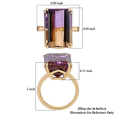 Ankur Treasure Chest Luxoro 10K Yellow Gold AAA Anahi Ametrine Solitaire Ring (Size 6.0) 15.90 ctw