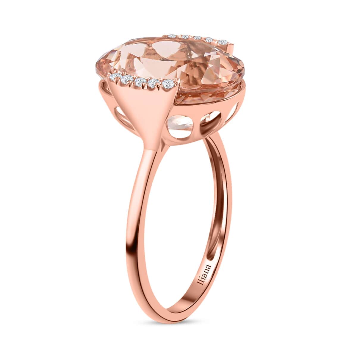 Certified & Appraised ILIANA 18K Rose Gold AAA Marropino Morganite and G-H I1 Diamond Ring 3.78 Grams 9.00 ctw image number 3
