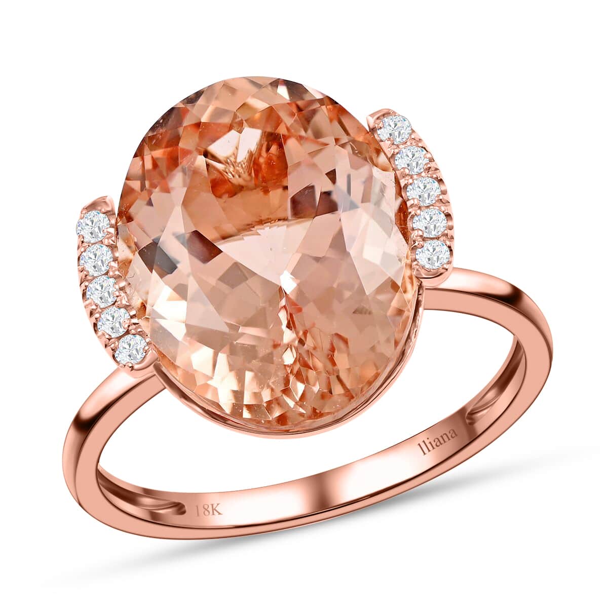 Certified & Appraised Iliana 18K Rose Gold AAA Marropino Morganite and G-H I1 Diamond Ring (Size 7.0) 9.00 ctw image number 0