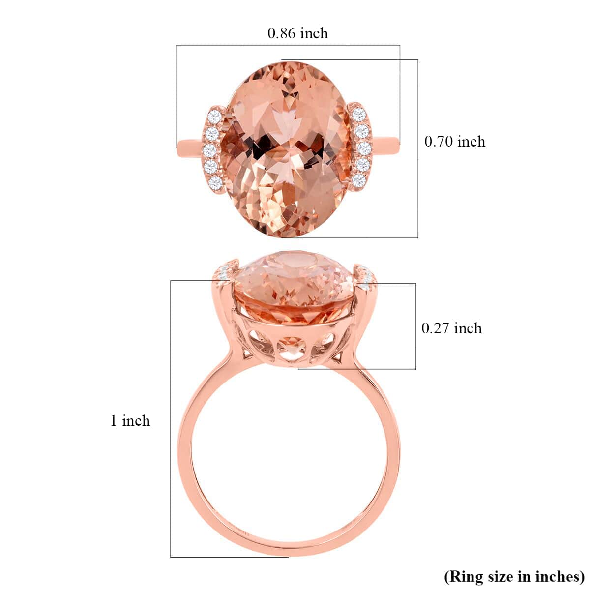 Certified & Appraised Iliana 18K Rose Gold AAA Marropino Morganite and G-H I1 Diamond Ring (Size 7.0) 9.00 ctw image number 5