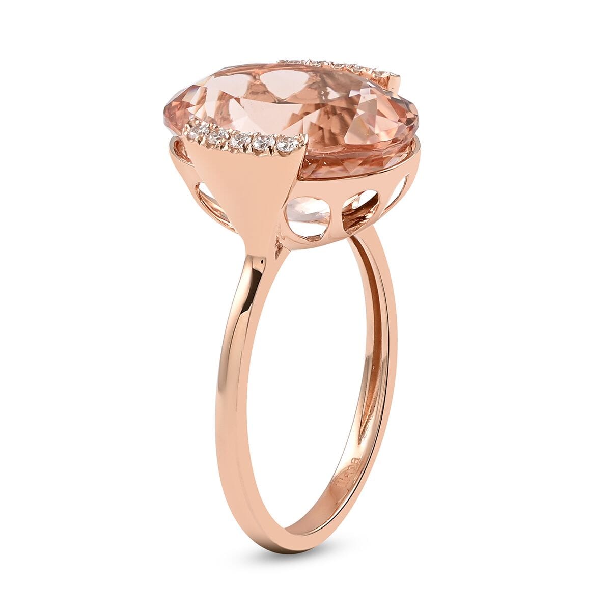 Certified & Appraised Iliana 18K Rose Gold AAA Marropino Morganite and G-H SI Diamond Ring (Size 8.0) 3.78 Grams 9.00 ctw image number 3
