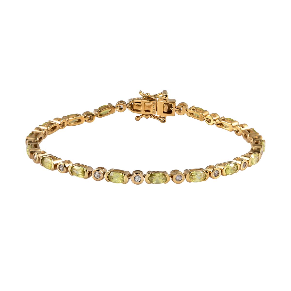 AAA Sava Sphene and White Zircon Tennis Bracelet in Vermeil Yellow Gold Over Sterling Silver (7.25 In) 5.00 ctw image number 0