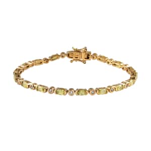 AAA Sava Sphene and White Zircon Tennis Bracelet in Vermeil Yellow Gold Over Sterling Silver (7.25 In) 5.00 ctw