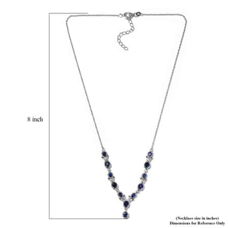 Tanzanian Blue Spinel (DF) and Natural White Zircon Station Necklace 18 Inches in Platinum Over Sterling Silver 4.00 ctw image number 5