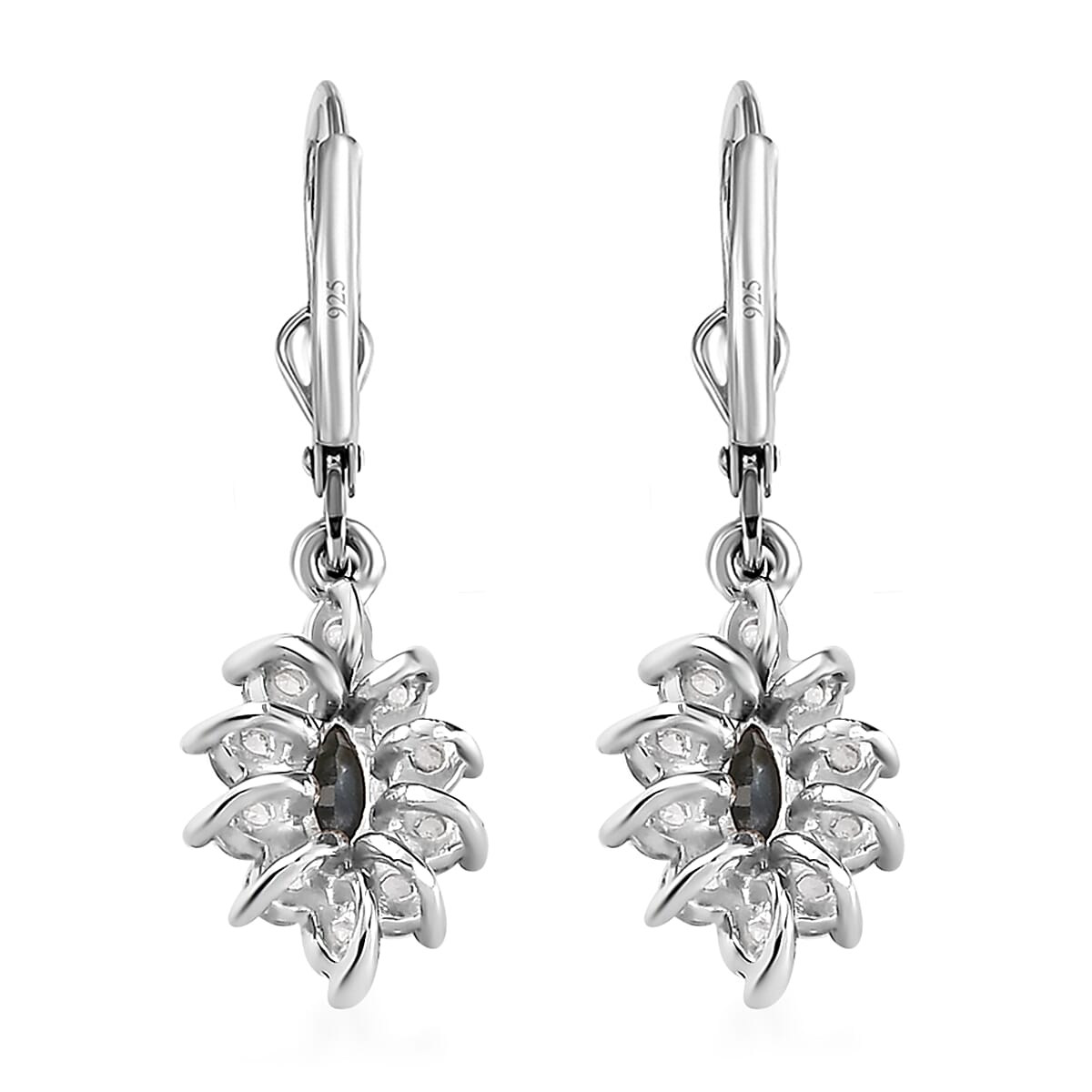 Narsipatnam Alexandrite and White Zircon Floral Lever Back Earrings in Platinum Over Sterling Silver 1.00 ctw