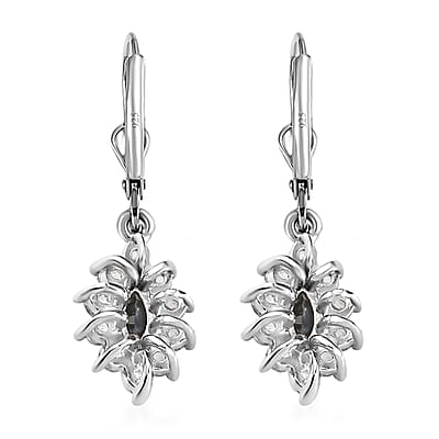 Narsipatnam Alexandrite and White Zircon Floral Lever Back Earrings in Platinum Over Sterling Silver 1.00 ctw