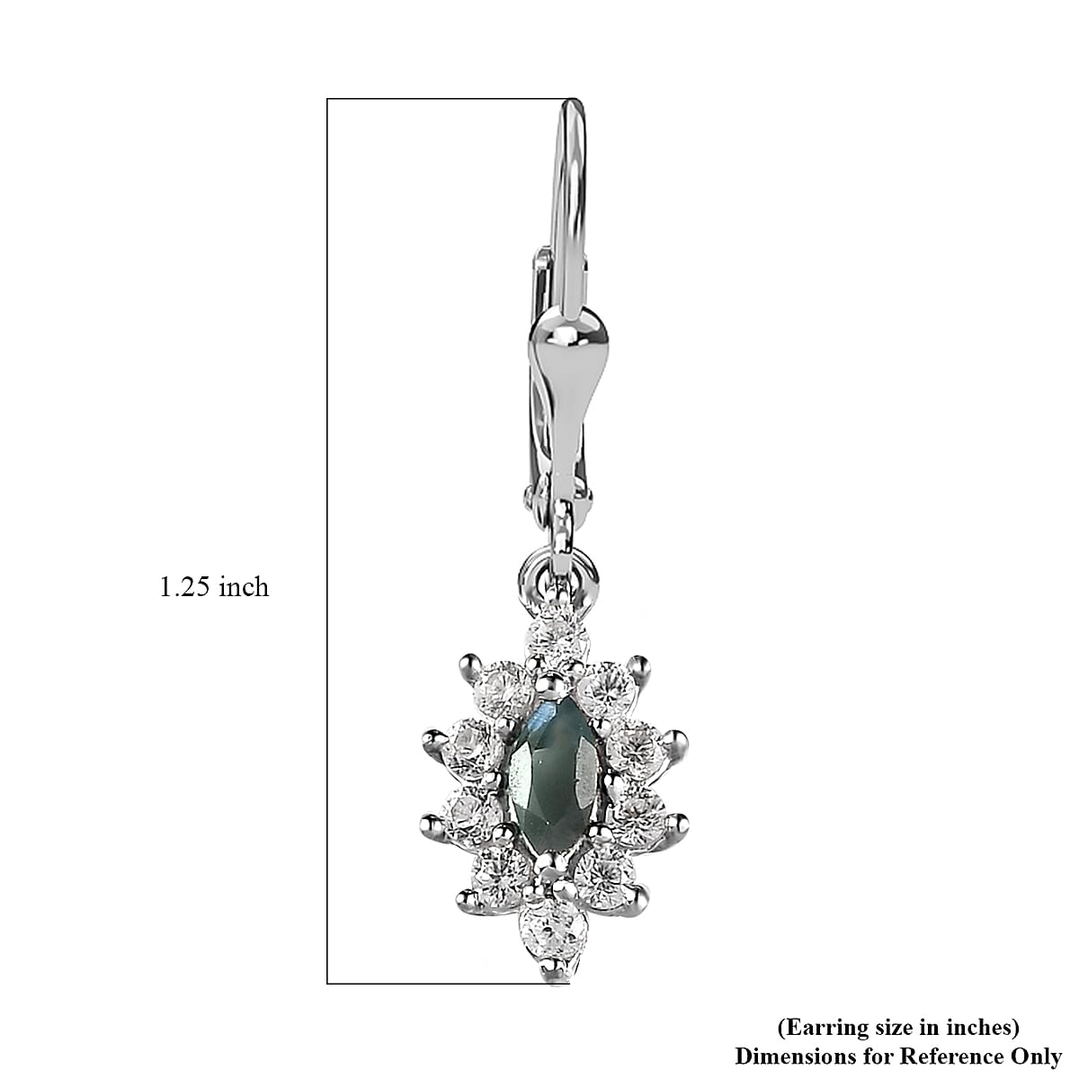 Narsipatnam Alexandrite and White Zircon Floral Lever Back Earrings in Platinum Over Sterling Silver 1.00 ctw