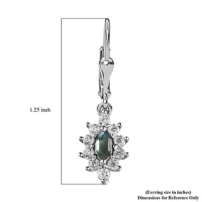 Narsipatnam Alexandrite and White Zircon Floral Lever Back Earrings in Platinum Over Sterling Silver 1.00 ctw