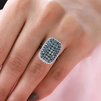 Narsipatnam Alexandrite and Natural White Zircon Cluster Ring in Platinum Over Sterling Silver (Size 10.0) 2.50 ctw