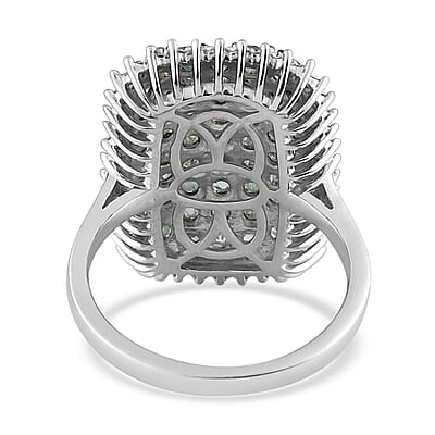 Narsipatnam Alexandrite and Natural White Zircon Cluster Ring in Platinum Over Sterling Silver (Size 10.0) 2.50 ctw