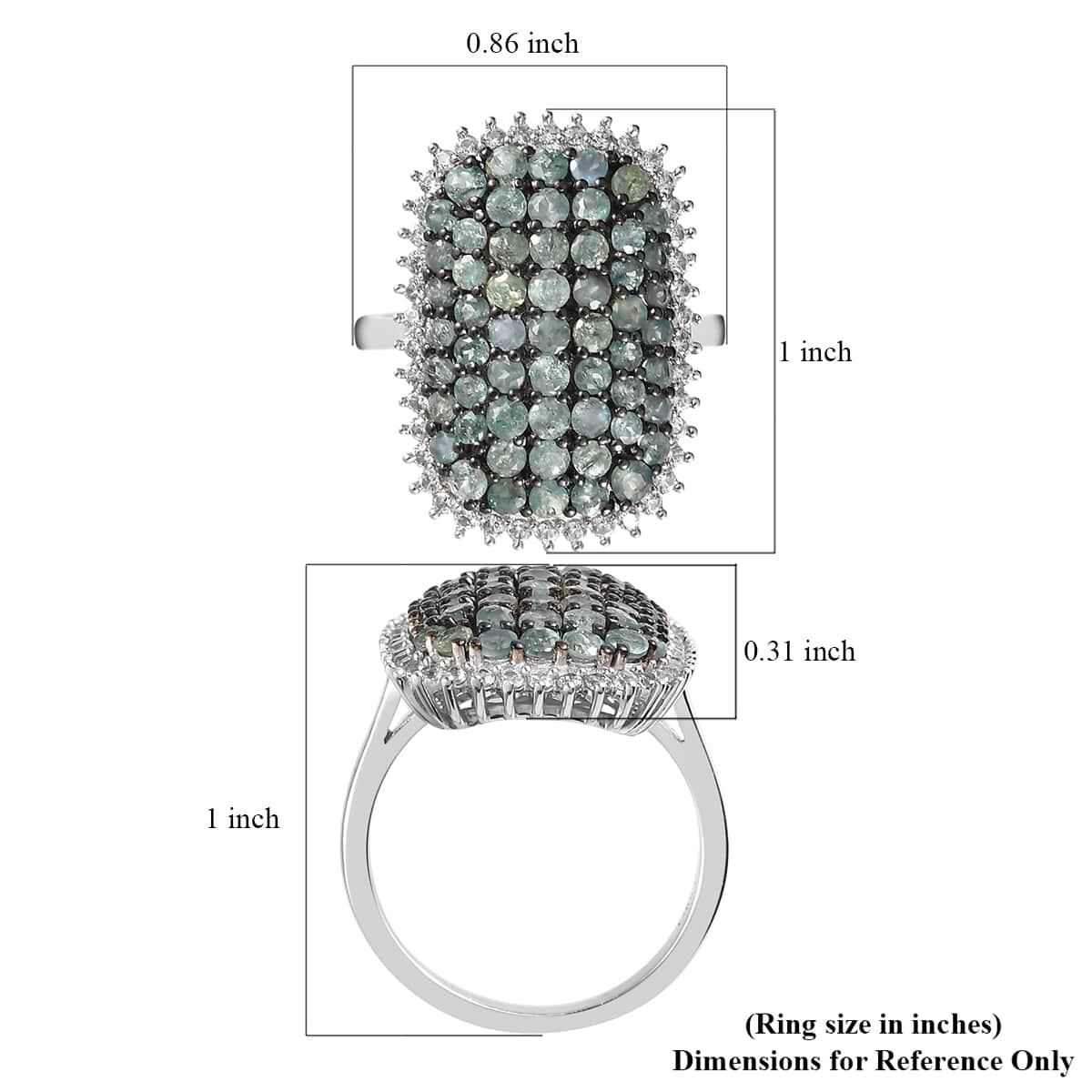 Narsipatnam Alexandrite, Natural White Zircon Cluster Ring in Platinum Over Sterling Silver (Size 10.0) 2.50 ctw image number 5
