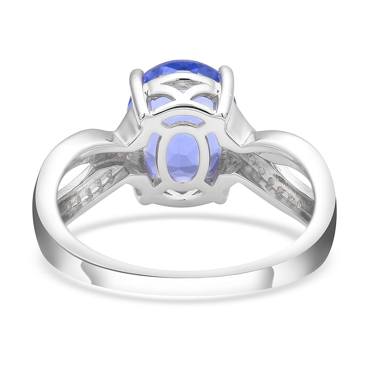 Color Change Fluorite and White Zircon Infinity Ring in Rhodium Over Sterling Silver (Size 10.0) 4.35 ctw