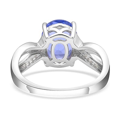 Color Change Fluorite and White Zircon Infinity Ring in Rhodium Over Sterling Silver (Size 10.0) 4.35 ctw