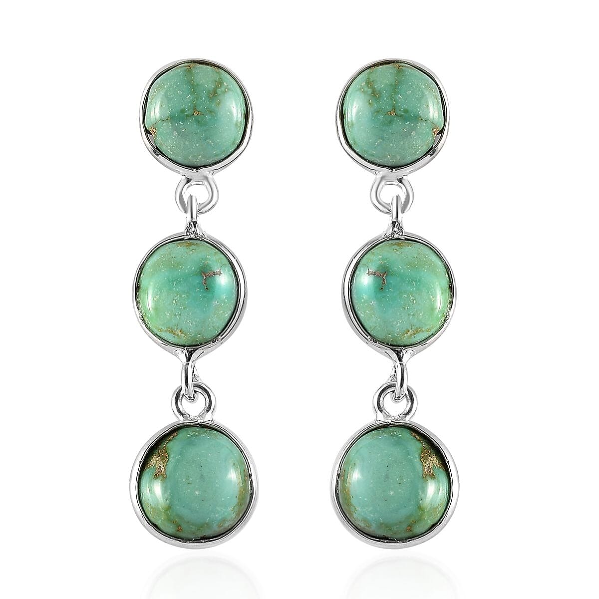 Artisan Crafted Sonoran Gold Turquoise Dangle Earrings in Sterling Silver 6.75 ctw
