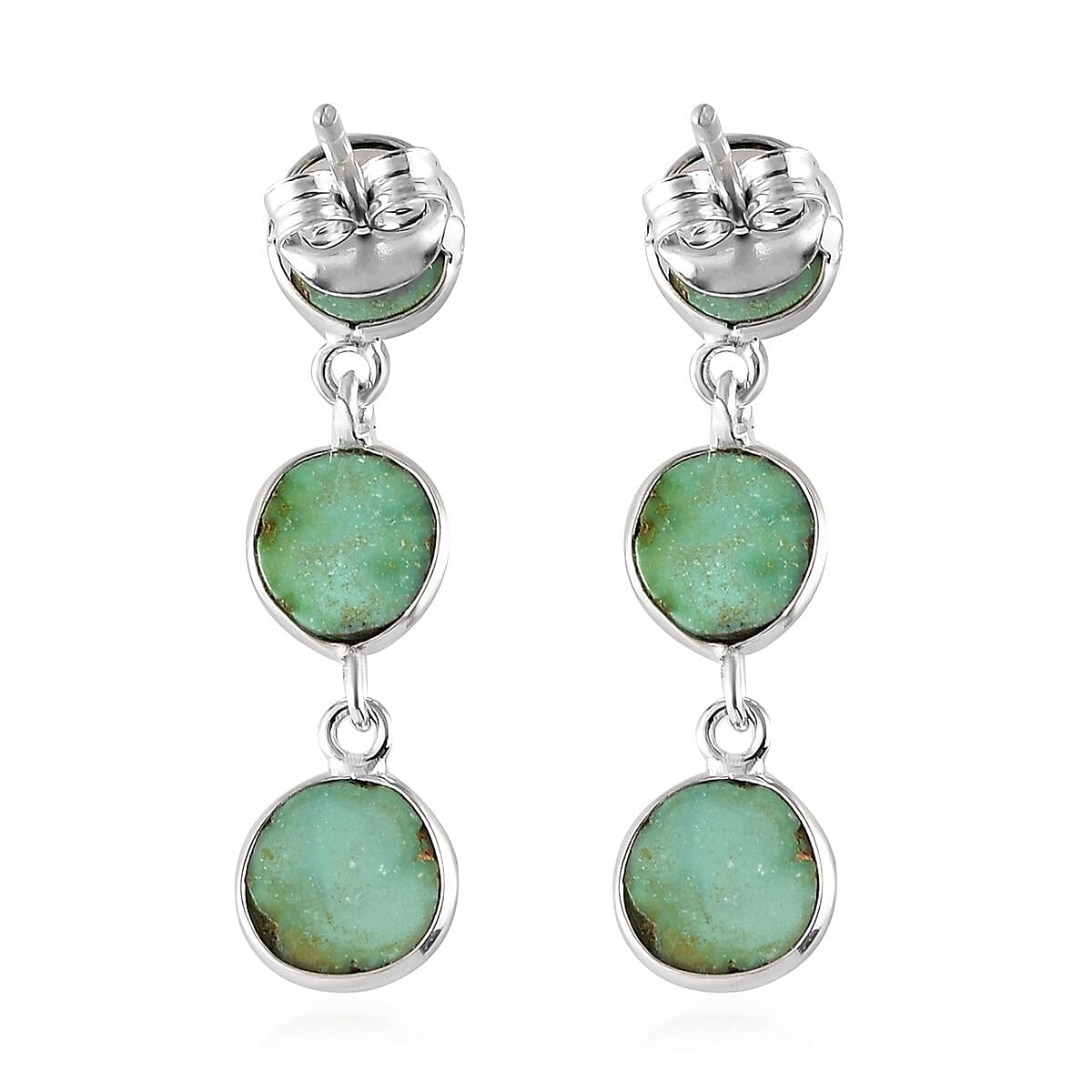 Artisan Crafted Sonoran Gold Turquoise Dangle Earrings in Sterling Silver 6.75 ctw
