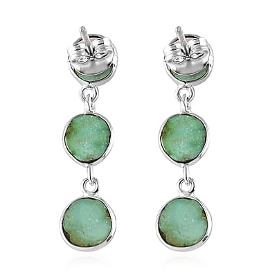 Artisan Crafted Sonoran Gold Turquoise Dangle Earrings in Sterling Silver 6.75 ctw