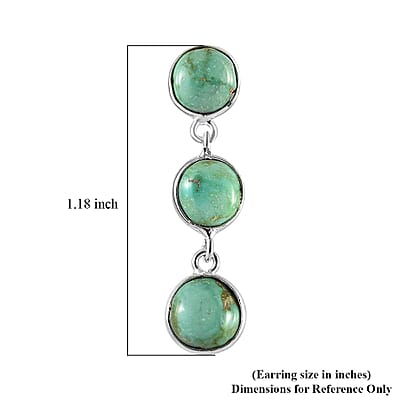 Artisan Crafted Sonoran Gold Turquoise Dangle Earrings in Sterling Silver 6.75 ctw