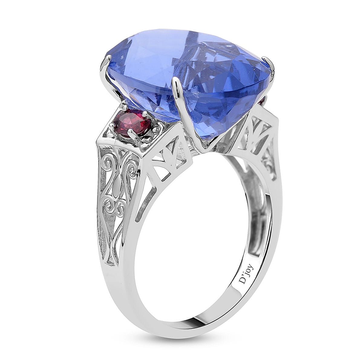 Color Change Fluorite, Orissa Rhodolite Garnet Ring in Rhodium Over Sterling Silver (Size 10.0) 15.00 ctw image number 3