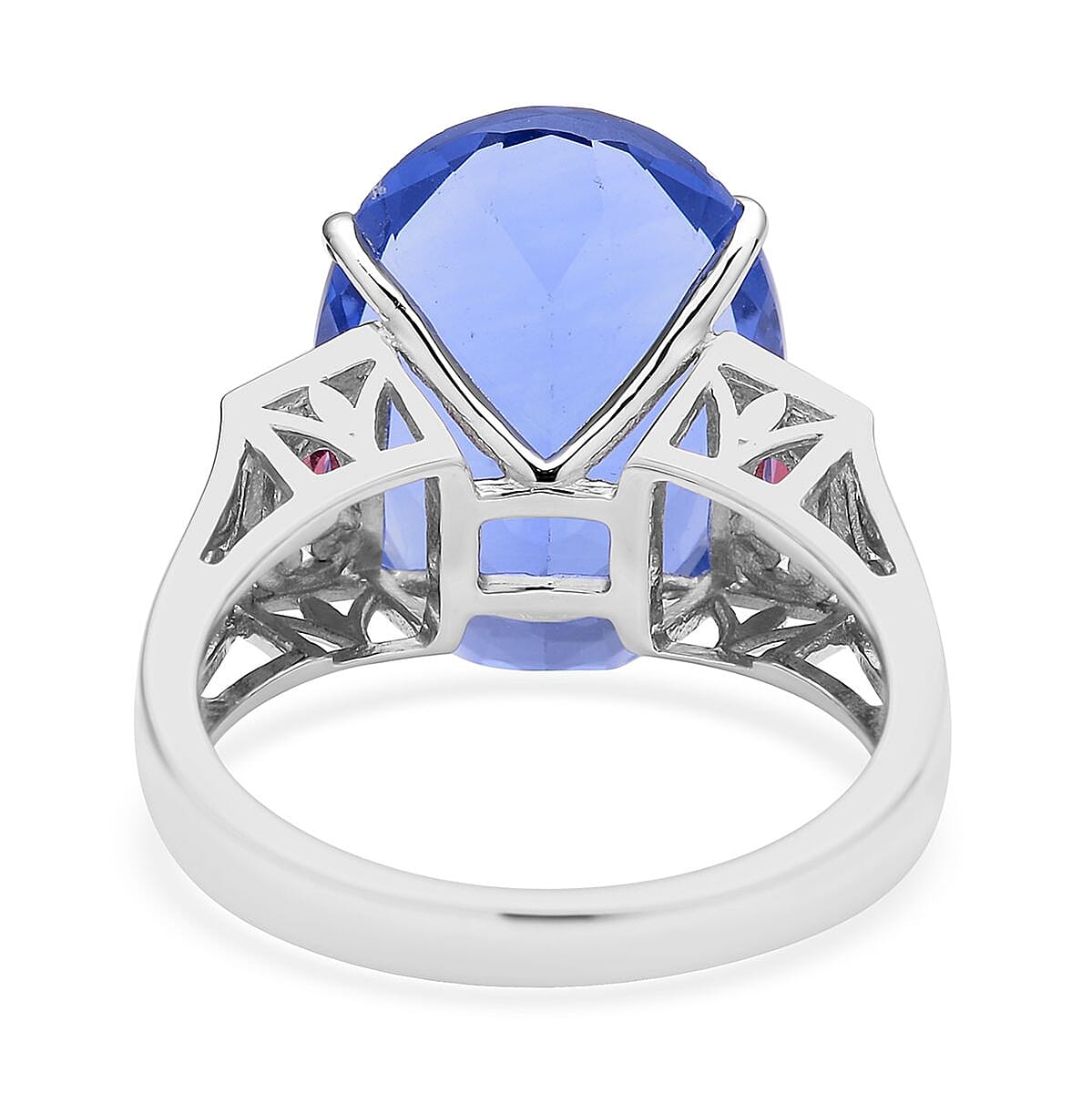 Color Change Fluorite, Orissa Rhodolite Garnet Ring in Rhodium Over Sterling Silver (Size 10.0) 15.00 ctw image number 4