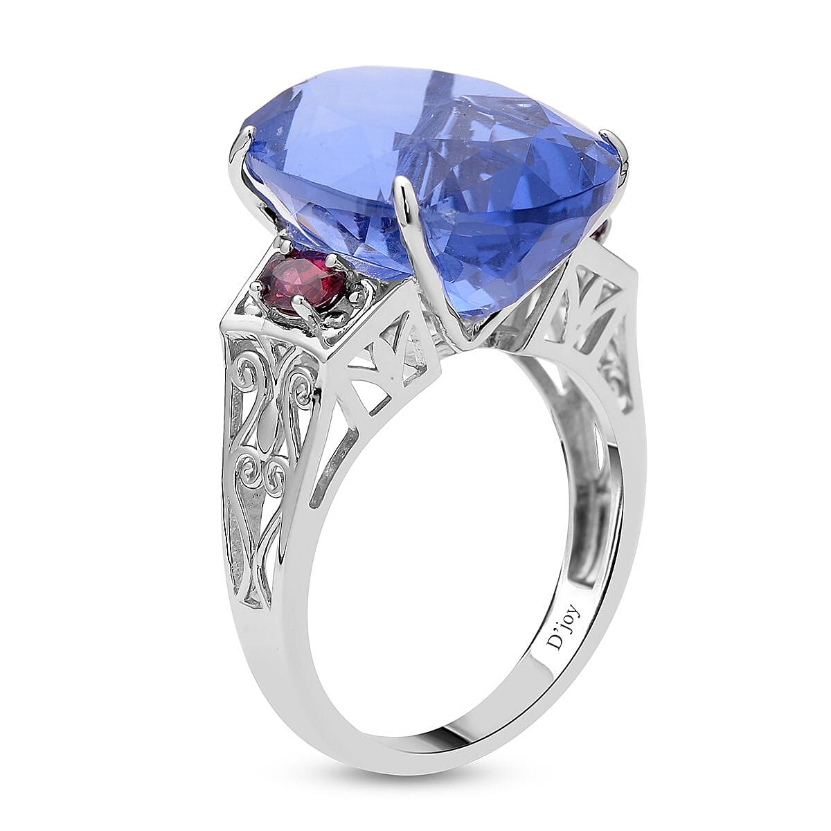 Color Change Fluorite and Orissa Rhodolite Garnet Ring in Rhodium Over Sterling Silver (Size 8.0) 15.00 ctw image number 3