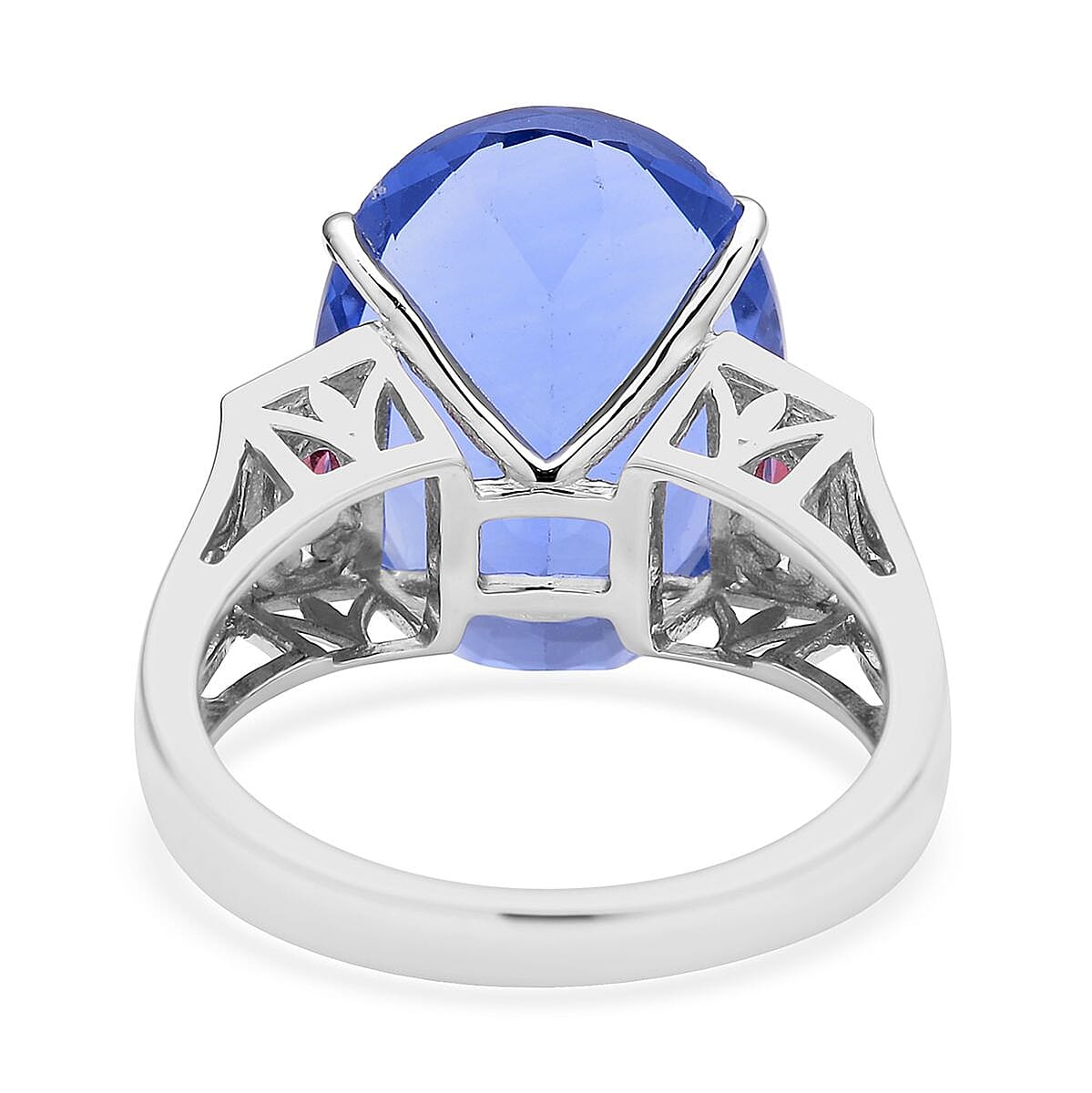 Color Change Fluorite and Orissa Rhodolite Garnet Ring in Rhodium Over Sterling Silver (Size 8.0) 15.00 ctw image number 4