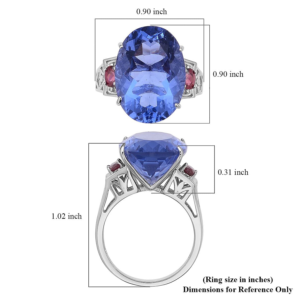 Color Change Fluorite and Orissa Rhodolite Garnet Ring in Rhodium Over Sterling Silver (Size 8.0) 15.00 ctw image number 5