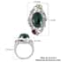 Artisan Crafted African Malachite and Multi Gemstone Ring in Platinum Over Copper with Magnet (Size 7.0) 7.75 ctw image number 5