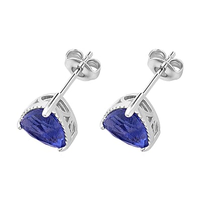 Color Change Fluorite Solitaire Stud Earrings in Rhodium Over Sterling Silver 4.00 ctw