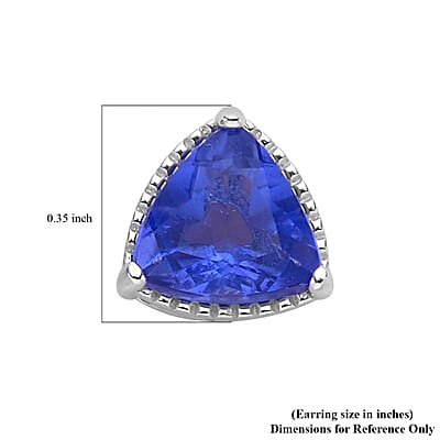 Color Change Fluorite Solitaire Stud Earrings in Rhodium Over Sterling Silver 4.00 ctw