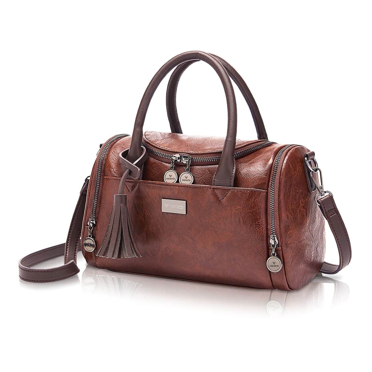 Rofozzi- Brown Mini Barrel Vegan Leather Handbag (Eco-Friendly) , Women's Handbag , Vegan Leather Bag for Women , Ladies Purse image number 0