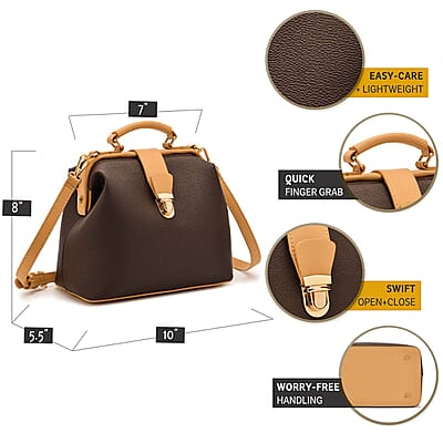 Rofozzi- Brown Doctor Vegan Leather Handbag (Eco-friendly) , Vegan leather Designer Bag for Women , Women's Handbag , Ladies Purse