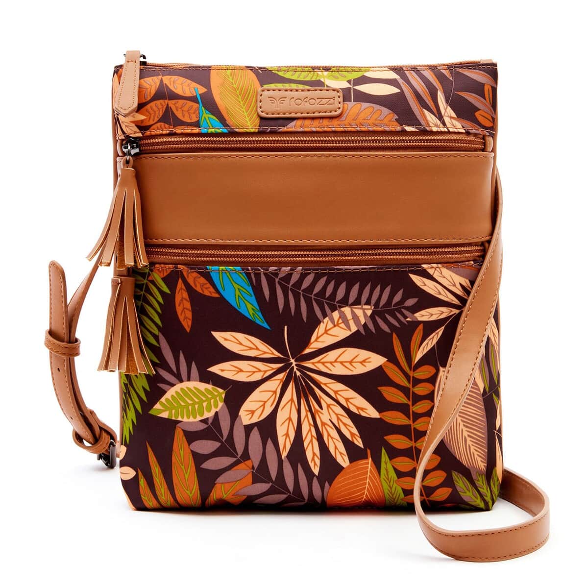 Rofozzi- Multi Leaf Tassel Vegan Leather Crossbody Bag (Eco-friendly) image number 0