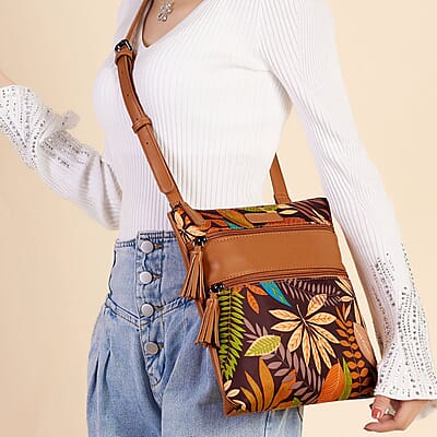 Rofozzi- Multi Leaf Tassel Vegan Leather Crossbody Bag (Eco-friendly) | Designer Crossbody Bag Purse | Vegan Leather Bag