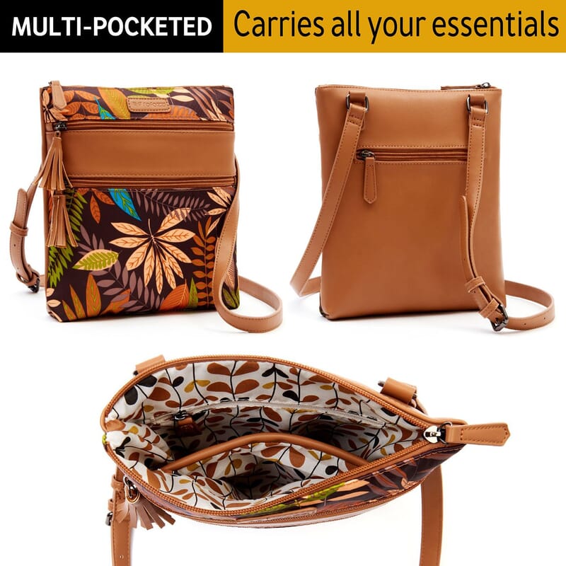 Rofozzi- Multi Leaf Tassel Vegan Leather Crossbody Bag (Eco-friendly) | Designer Crossbody Bag Purse | Vegan Leather Bag