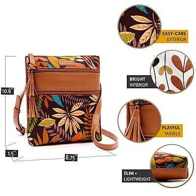 Rofozzi- Multi Leaf Tassel Vegan Leather Crossbody Bag (Eco-friendly) | Designer Crossbody Bag Purse | Vegan Leather Bag