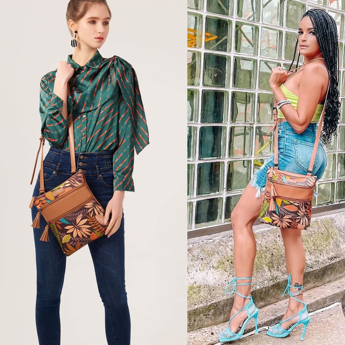 Rofozzi- Multi Leaf Tassel Vegan Leather Crossbody Bag (Eco-friendly) image number 5