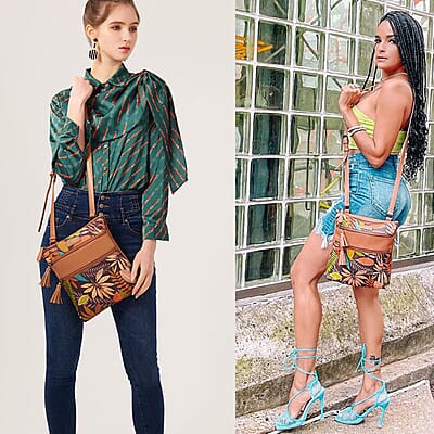 Rofozzi- Multi Leaf Tassel Vegan Leather Crossbody Bag (Eco-friendly) | Designer Crossbody Bag Purse | Vegan Leather Bag