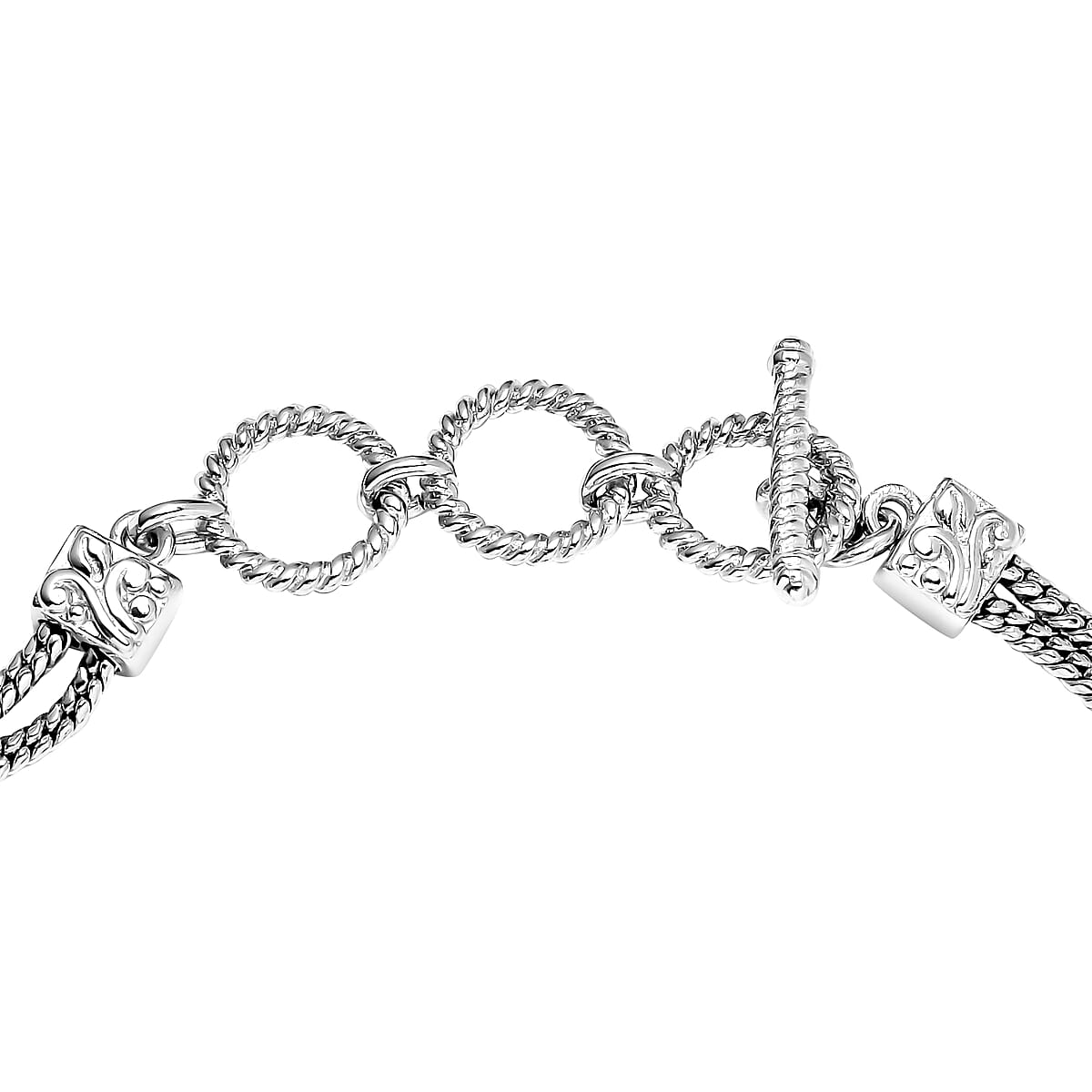 Artisan Crafted Mojave Blue Turquoise and Multi Gemstone Toggle Clasp Bracelet in Platinum Over Copper with Magnet (7.25-8.0In) 5.85 ctw image number 2