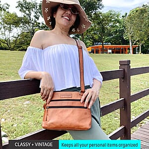 Rofozzi- Brown Hazel Genuine Leather Crossbody Bag for Women , Women's Designer Crossbody Bags , Leather Handbags , Leather Purse