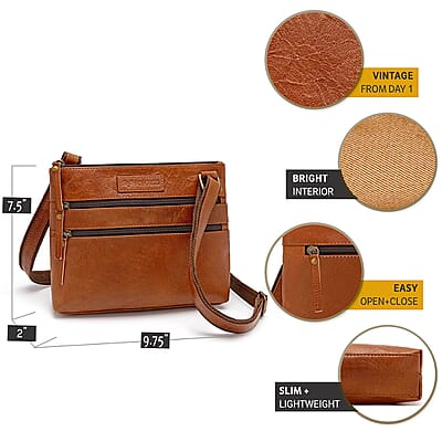 Rofozzi- Brown Hazel Genuine Leather Crossbody Bag for Women , Women's Designer Crossbody Bags , Leather Handbags , Leather Purse