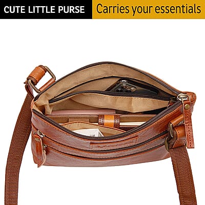 Rofozzi- Brown Hazel Genuine Leather Crossbody Bag for Women , Women's Designer Crossbody Bags , Leather Handbags , Leather Purse