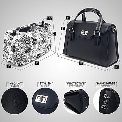 Rofozzi-Black Multi-Utility Handbag (Eco-friendly) , Women's Handbag , Vegan Leather Bag for Women , Ladies Purse