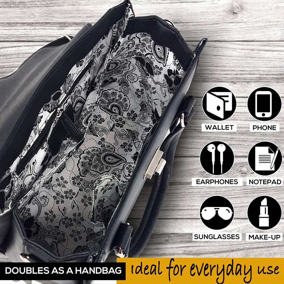 Rofozzi-Black Multi-Utility Handbag (Eco-friendly) , Women's Handbag , Vegan Leather Bag for Women , Ladies Purse image number 5