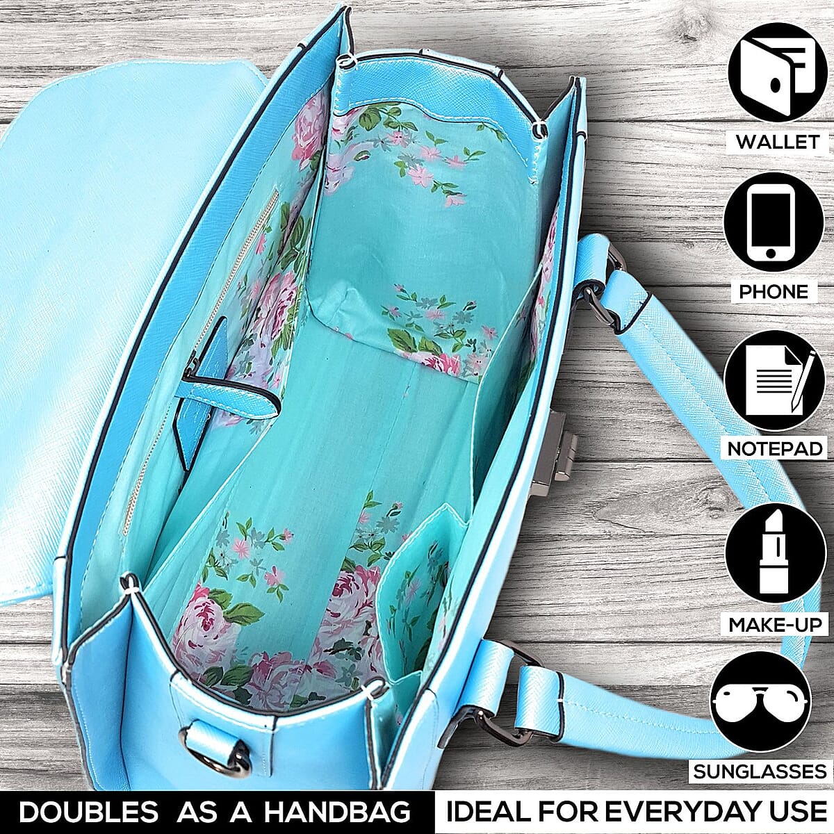 Rofozzi-Blue Multi-Utility Handbag (Eco-friendly) , Women's Handbag , Vegan Leather Bag for Women , Ladies Purse image number 5