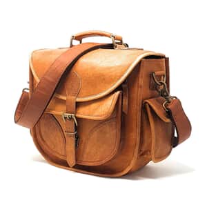 Rofozzi- Brown Icon Genuine Leather Camera Crossbody Shoulder Handbag , Designer Crossbody Bag Purse , Leather Handbags