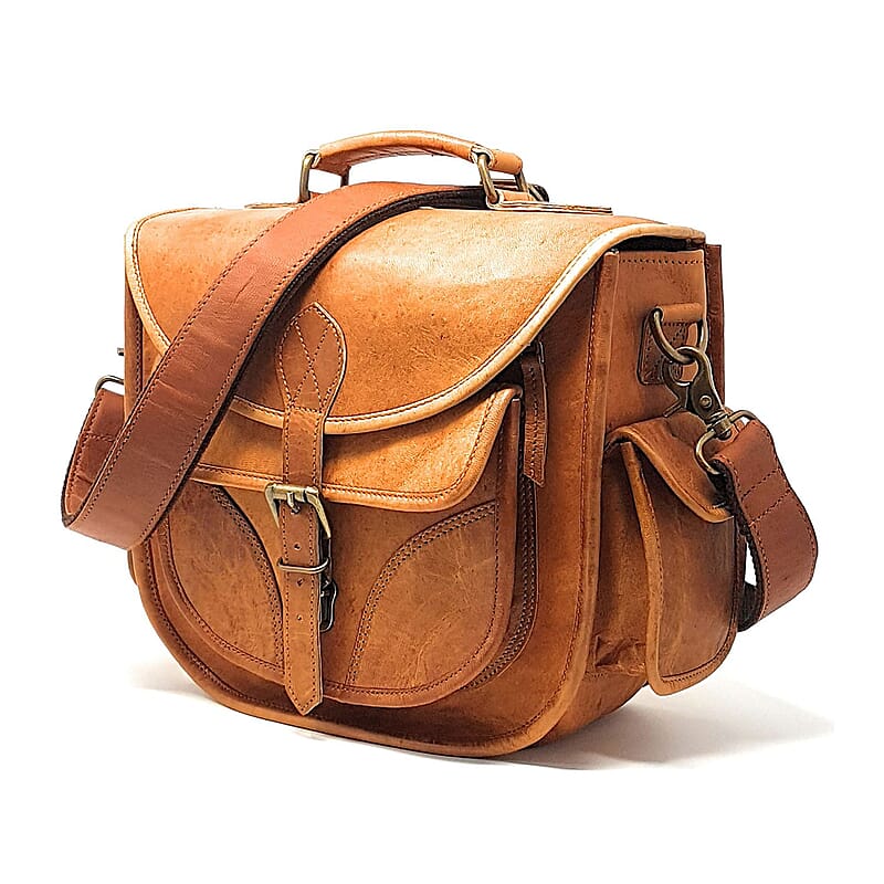 Rofozzi- Brown Icon Genuine Leather Camera Crossbody Shoulder Handbag , Designer Crossbody Bag Purse , Leather Handbags