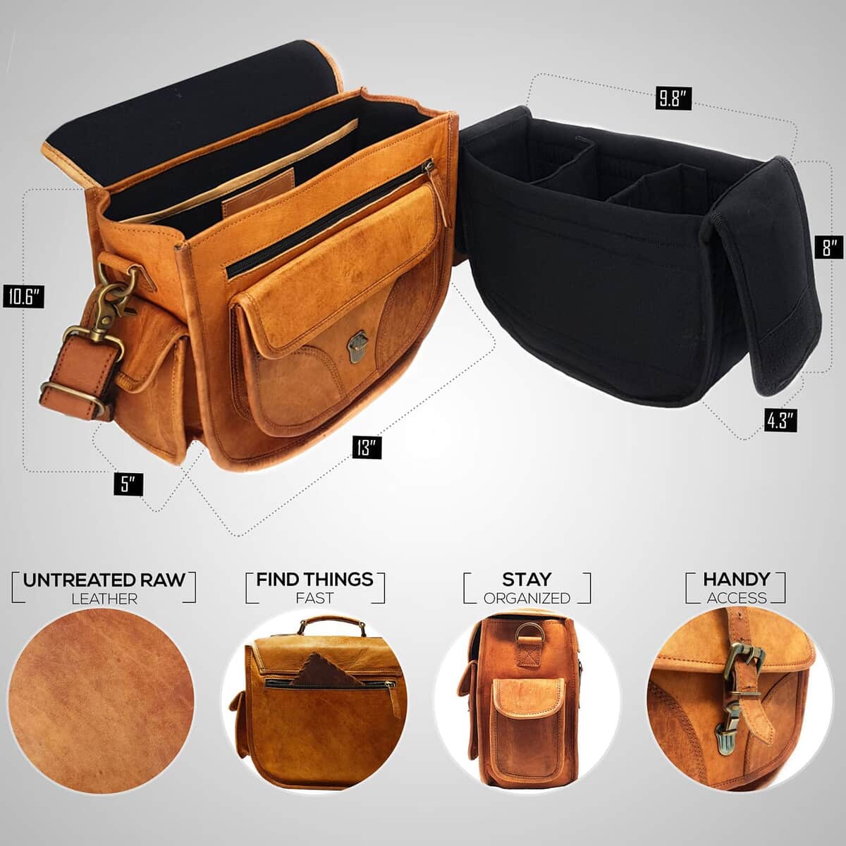 Rofozzi- Brown Icon Genuine Leather Camera Crossbody Shoulder Handbag , Designer Crossbody Bag Purse , Leather Handbags image number 3